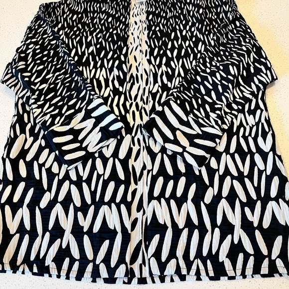 EMMELLE NYC Open Front Kimono Coat Layer Black White Jacket Size Large Luxury - Picture 11 of 14